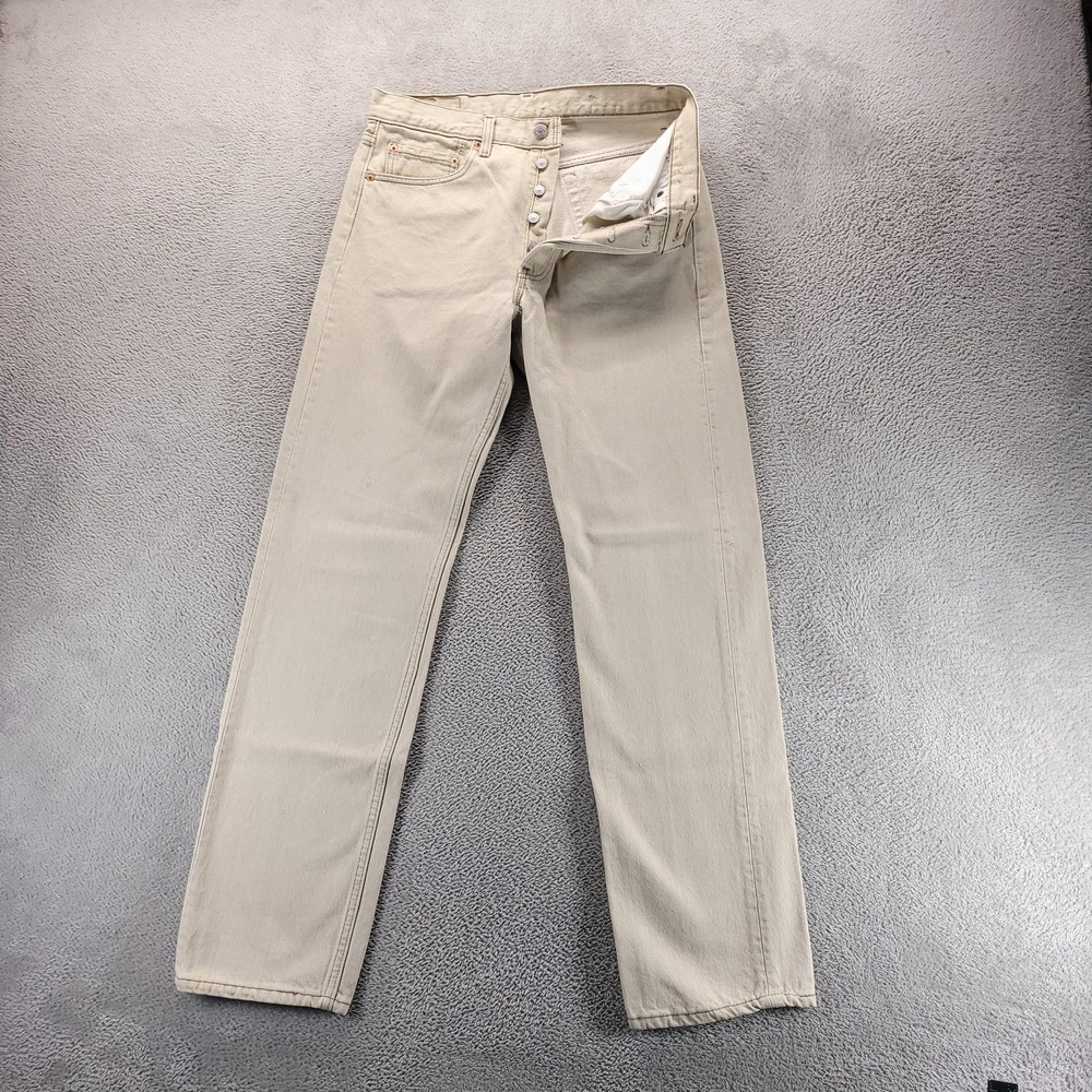 VTG Levis 501 Jeans Mens 33x32 Beige Regular Straight Button Fly 90s Made in USA
